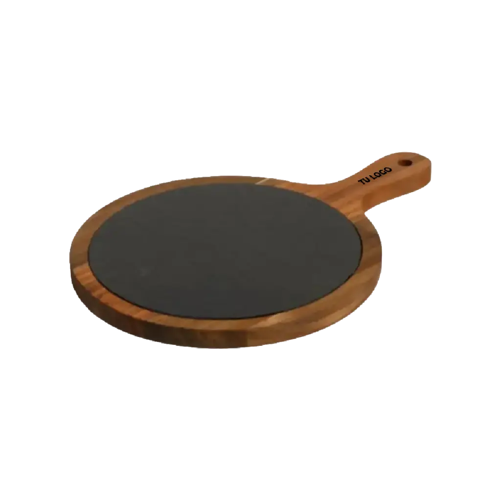 Tabla Redonda de Acacia y Laja Ardesia Grande
